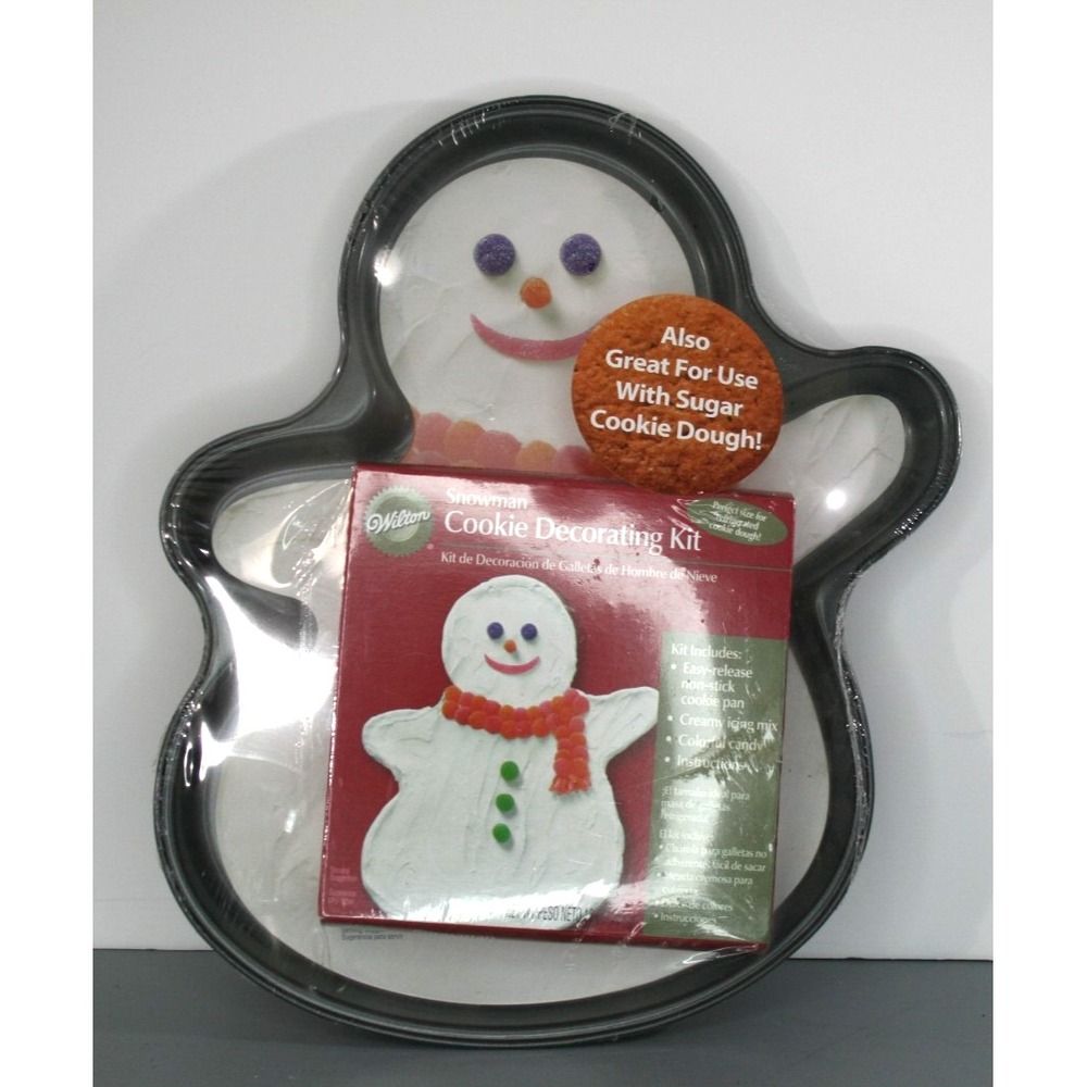 Wilton Snowman Cookie Decorating Kit Pan Non Stick Winter Holiday‎